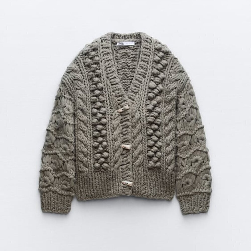 ZARA TEXTURED KNIT CARDIGAN